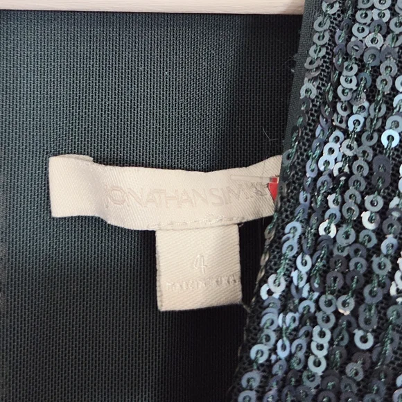 Jonathan Simkhai Sequin Drape Front Gown Emerald Green Teal Size 4 - Picture 4 of 8